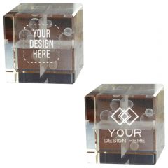 Medium Flat Cube 3d Crystal Award