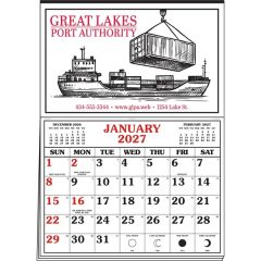 Memo Master Half Apron Calendar - 2-Color Imprint