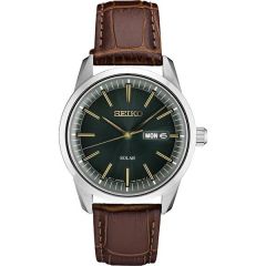 Mens Solar Silver Case Green  Dial