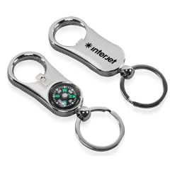 Metal Bottle Opener Compass Keychain