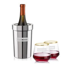 Milano Wine Cooler & Tucson Gold Rim Stemless Wine