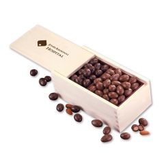 Milk & Dark Chocolate Covered Almonds In Wooden Box