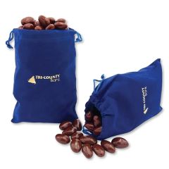 Milk Chocolate Covered Almonds In Blue Velour Pouch