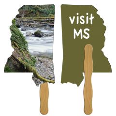 Mississippi State Shape Hand Fan Full Color 2 Sides