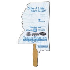 Mississippi State Stock Shape Fan W/ Wooden Stick