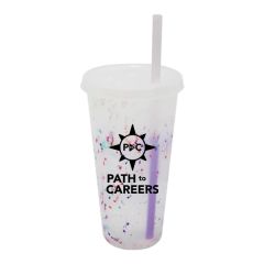 Mood 26 Oz Rainbow Confetti Tumbler With Lid And Straw