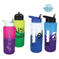 Mood 32 Oz Grip Bottle With Straw Cap Lid