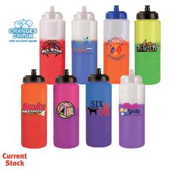 Mood 32 Oz Sports Bottle With Push 'n Pull Cap, Full Col