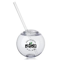 Moran 15 Oz Plastic Cocktail Ball With Straw