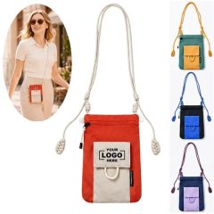 Multi-Pocket Crossbody Phone Pouch With Magnetic Flap