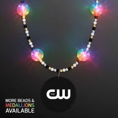 Multicolor Light Beads Necklace With Black Medallion