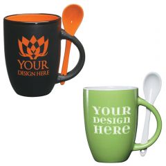 Multiple Colored 12 Oz Mug With Spoon