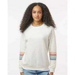 Mv Sport Women's Striped Sleeves Crewneck Sweatshirt