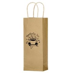 Natural Kraft 1-Bottle Wine Bag - Flexo Ink