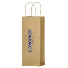 Natural Kraft Paper Wine Bag For One Bottle
