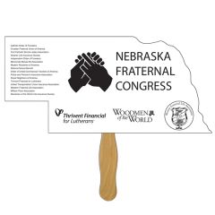 Nebraska State Shape Hand Fan Full Color 1 Side