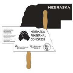 Nebraska State Shape Hand Fan Full Color 2 Sides