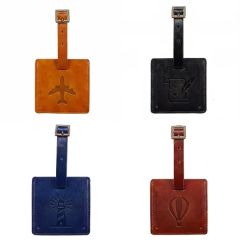 New Age Square Italian PU Leather Luggage Tag