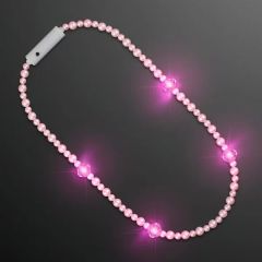 Novelty Pink Pearls Light Up Short Necklace 27 Inch