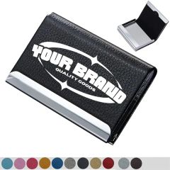 Office Supplies PU Leather Metal Business Card Holder