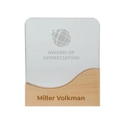 Ola Crystal Award With Wood Base