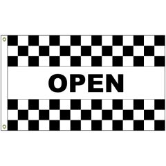 Open Black & White Checkered 3 Ft X 5 Ft Message Flag