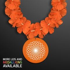 Orange Lei Necklace With Medallion Non-Light Up