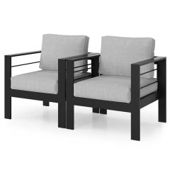 Outdoor 2-Piece Patio Sofa W/Cushions - Light Gray