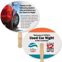 Oval Shape Full Color Hand Fan 2 Sided