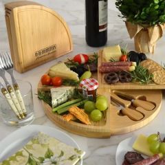 Patented Multi Level Bamboo Charcuterie Board Compact 14 Dia