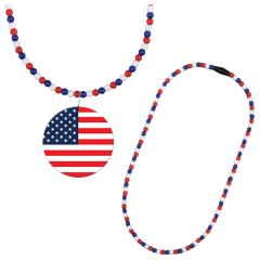 Patriotic Beads With Breakaway Clasp With Medallion
