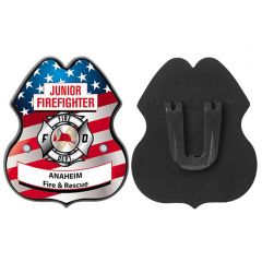Patriotic Clip-On Junior Firefighter Custom Badge