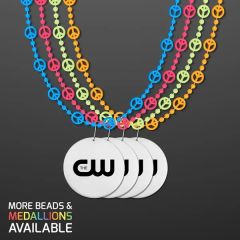 Peace Sign Bead Necklaces With White Medallion