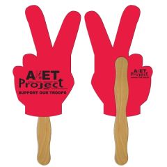 Peace Sign Hand Fan Full Color 2 Sides