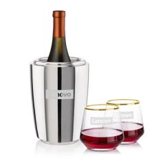 Pescara Wine Cooler & Tucson Gold Rim Stemless Wine