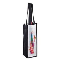 Pet Non-Woven 1 Bottle Wine Tote Bag In Cmyk - Sublimated