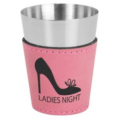 Pink 2 Oz Leatherette & Stainless Steel Shot Glass