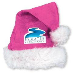 Pink Velvet Santa Hat With Custom Heat Transfer
