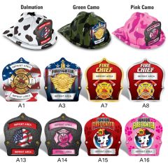 Plastic Camo Fire Hats W/ Custom Imprinted Paper Shields