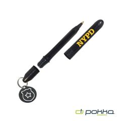 Pokka Pocket Pen W/Dock & Chrome Keyring & Charm In Tin Box