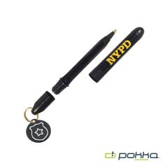 Pokka Pocket Pen W/Dock & Gold Keyring & Charm In Tin Box