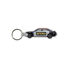 Police Car Shaped USA Made Vinyl Keychain