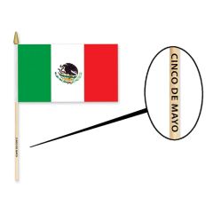 Polyester Mexican Flag W/ Custom Direct Pad Print On Stick