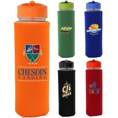 Pop Up 22 Oz Frosted Glass Sleeve Bottle