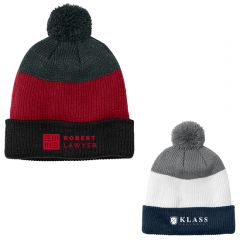 Port Authority Cozy Striped Pom Beanie