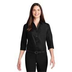 Port Authority Ladies 3/4-Sleeve Carefree Poplin Shirt.
