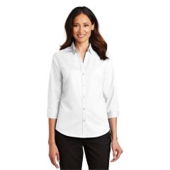 Port Authority Ladies 3/4-Sleeve Superpro Twill Shirt.