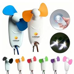 Portable Mini Fan With Carabiner and Flashlight
