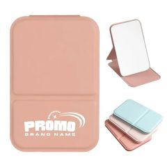 Portable Mini Makeup Mirror Travel PU Leather Collapsible