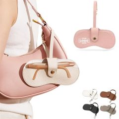 Portable Soft Leather Sunglasses Case With Keychain Hook